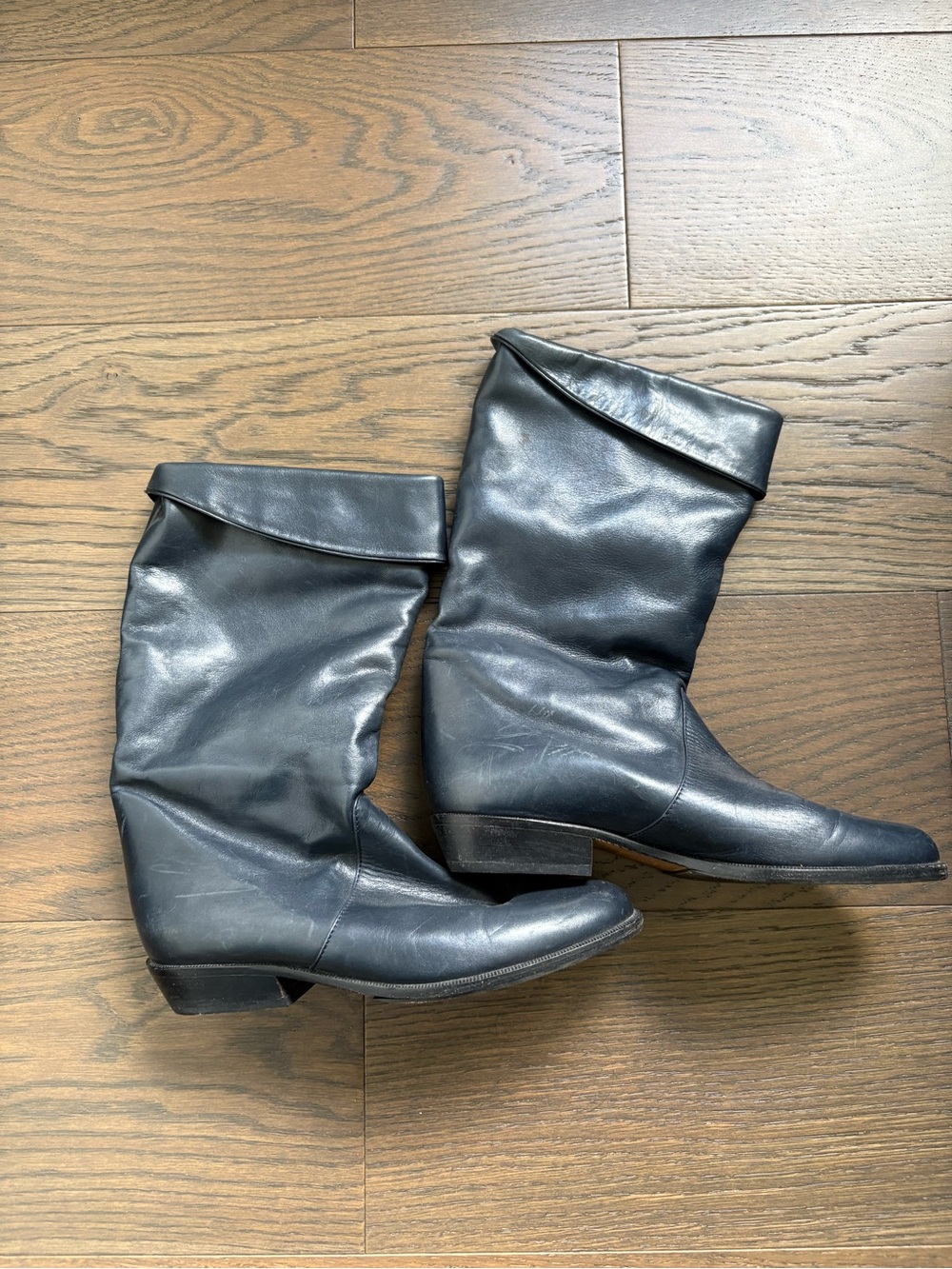 Arnold Churgin Navy Leather Mid-Calf Women's Boots